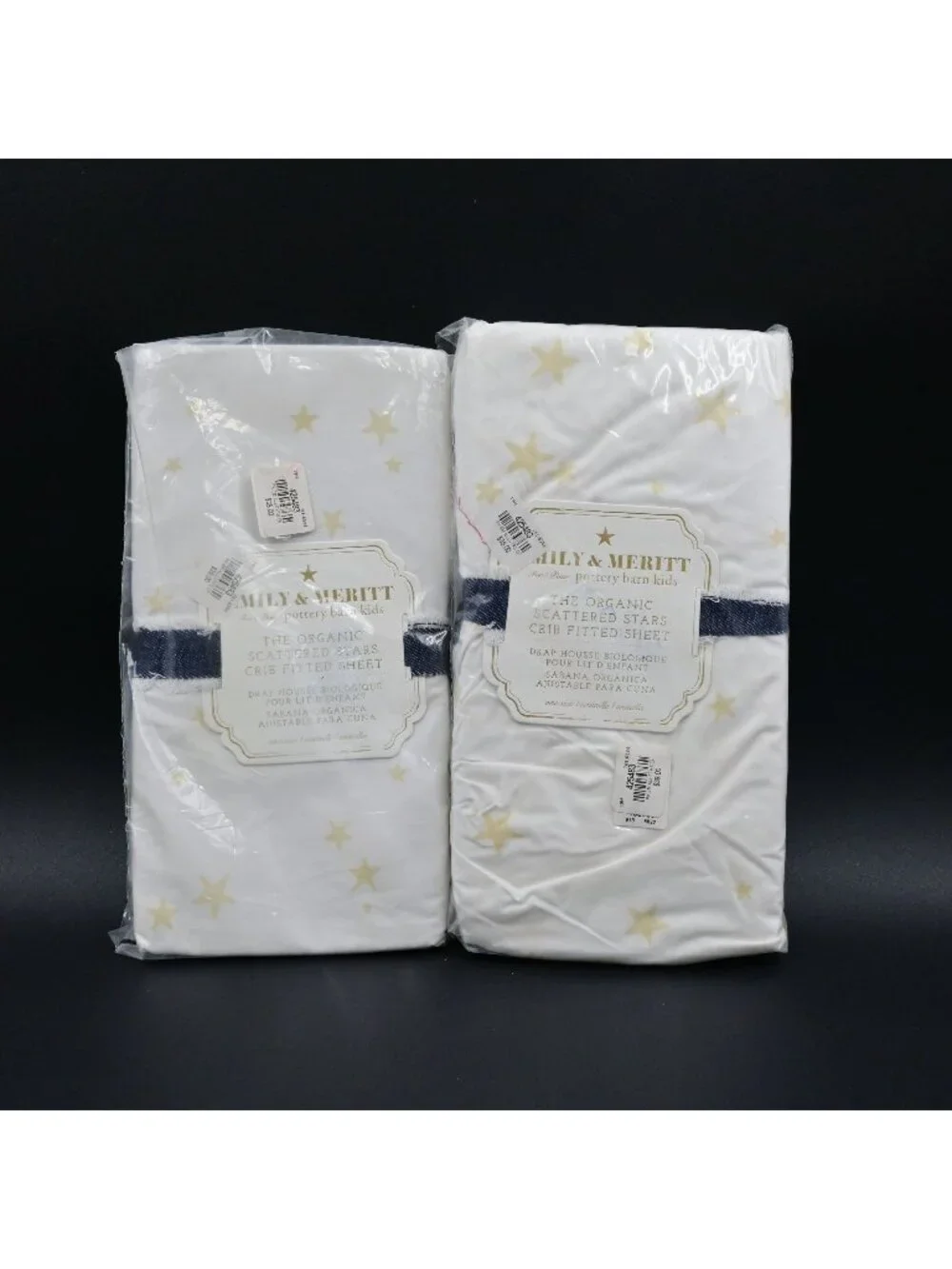 Pottery Barn Kids Emily & Meritt Organic Yellow Stars Fitted Crib Sheet Set Of 2